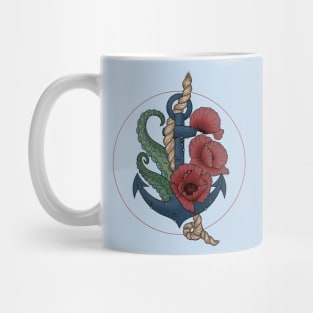 Anchor and flowers (red circle) Mug